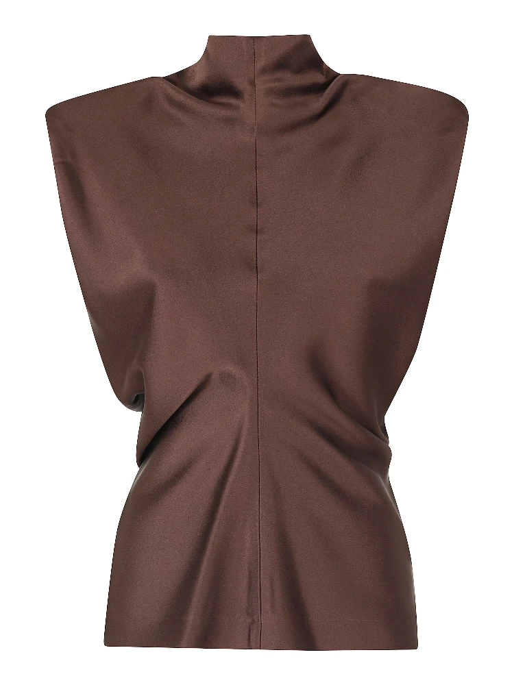 BLUSA SMANICATA IN RASO UNITO