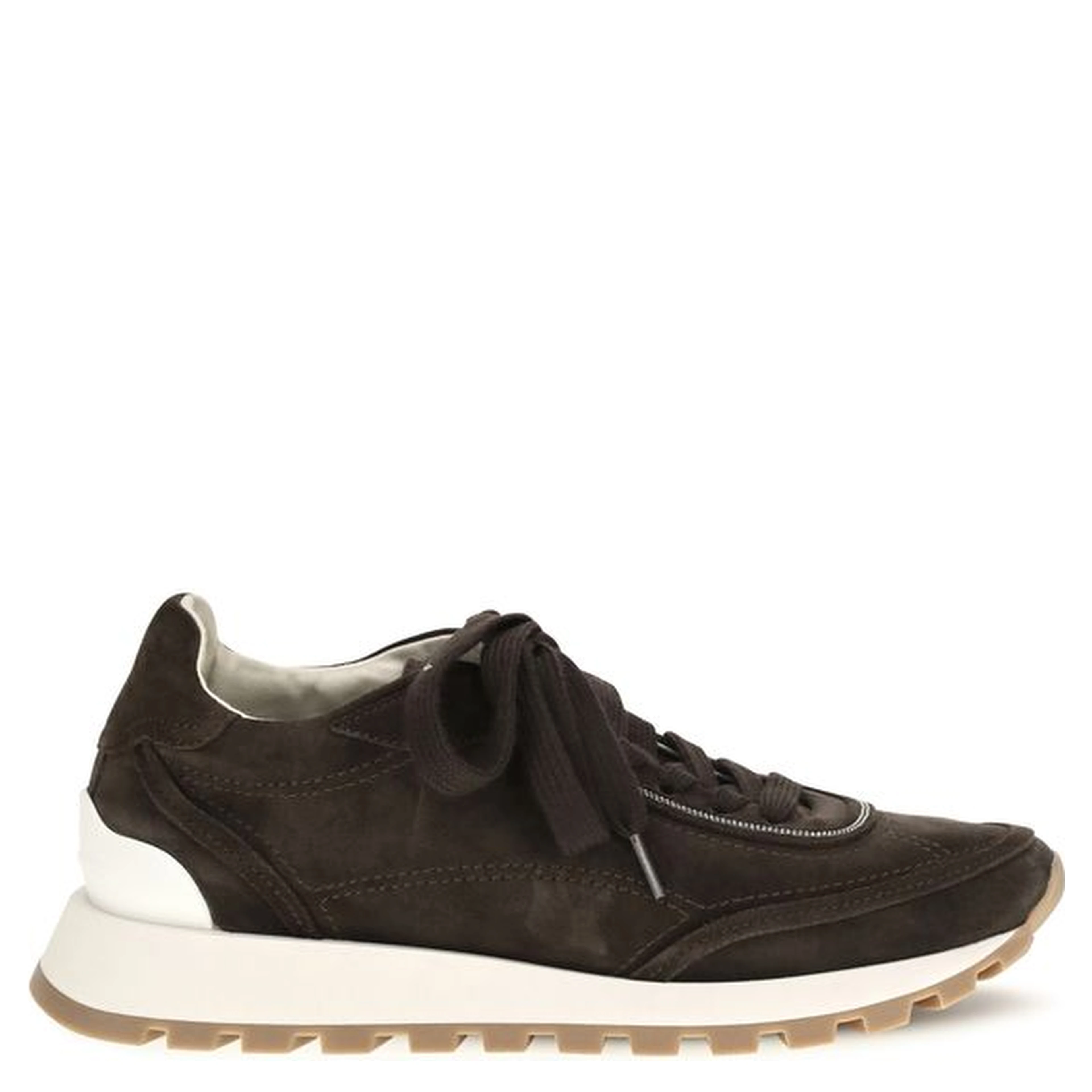 Brown Suede Leather Low Top Sneakers