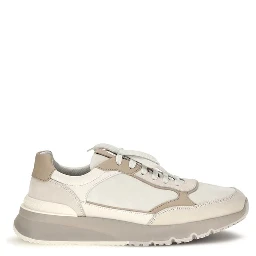 Beige Calf Leather Bos Taurus Athletic Sneakers