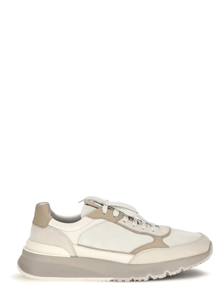 Beige Calf Leather Bos Taurus Athletic Sneakers