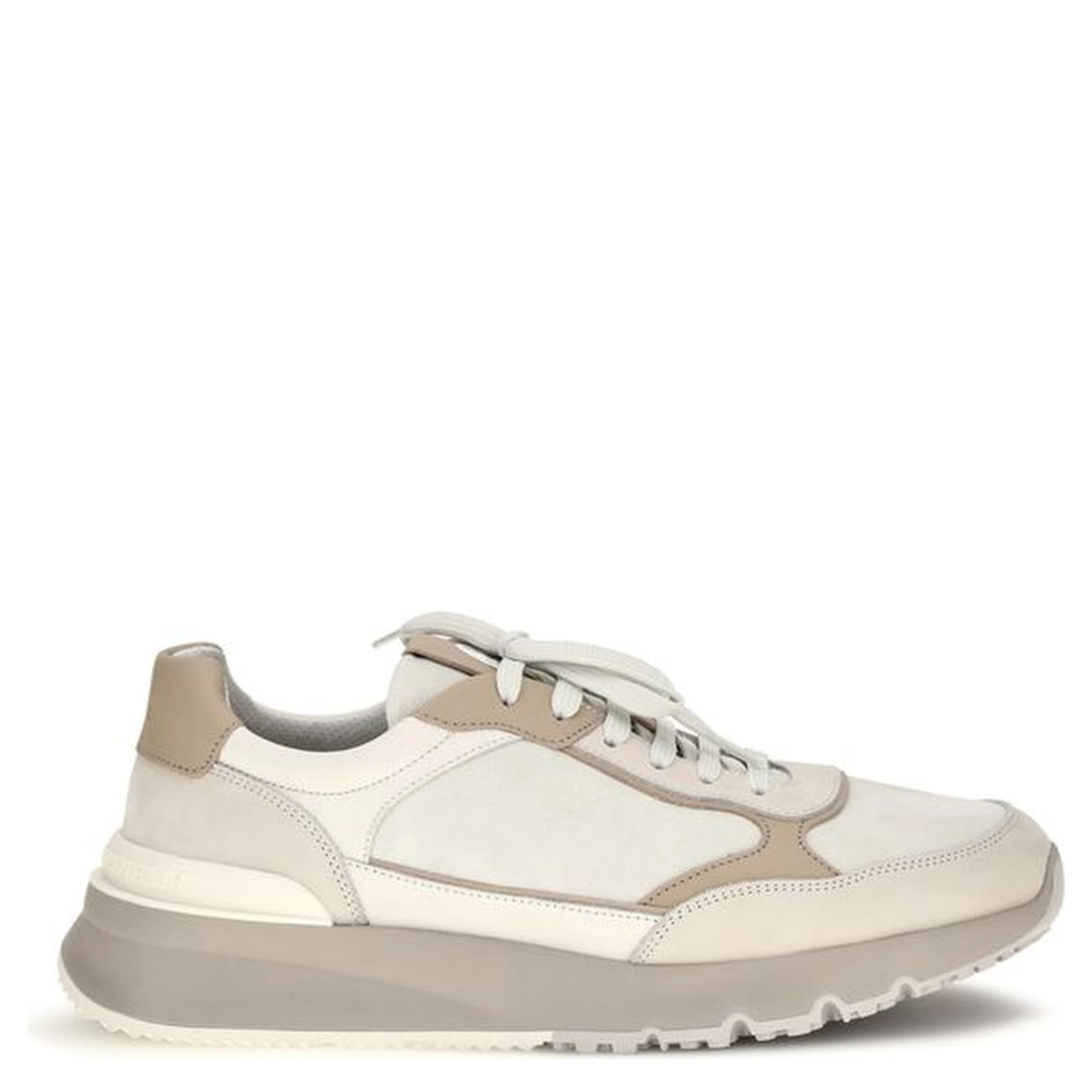 Beige Calf Leather Bos Taurus Athletic Sneakers