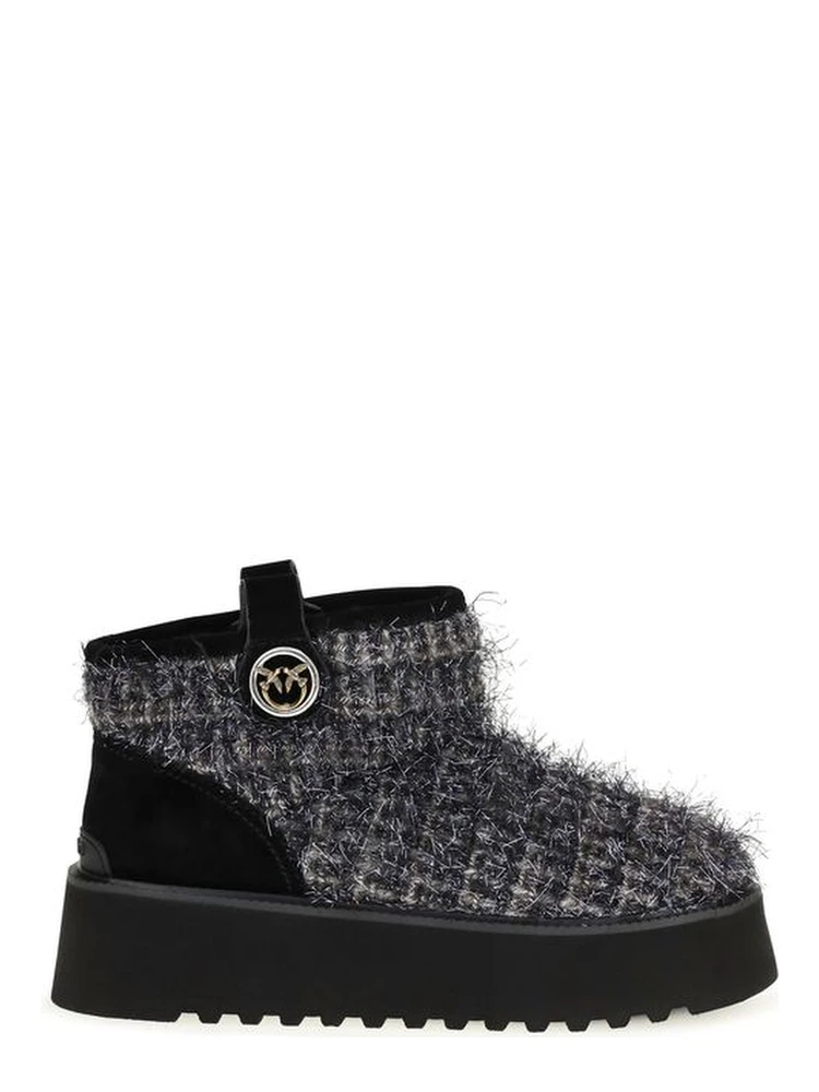 Black Fabric Ankle Boots