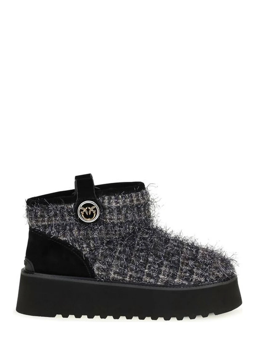 Black Fabric Ankle Boots