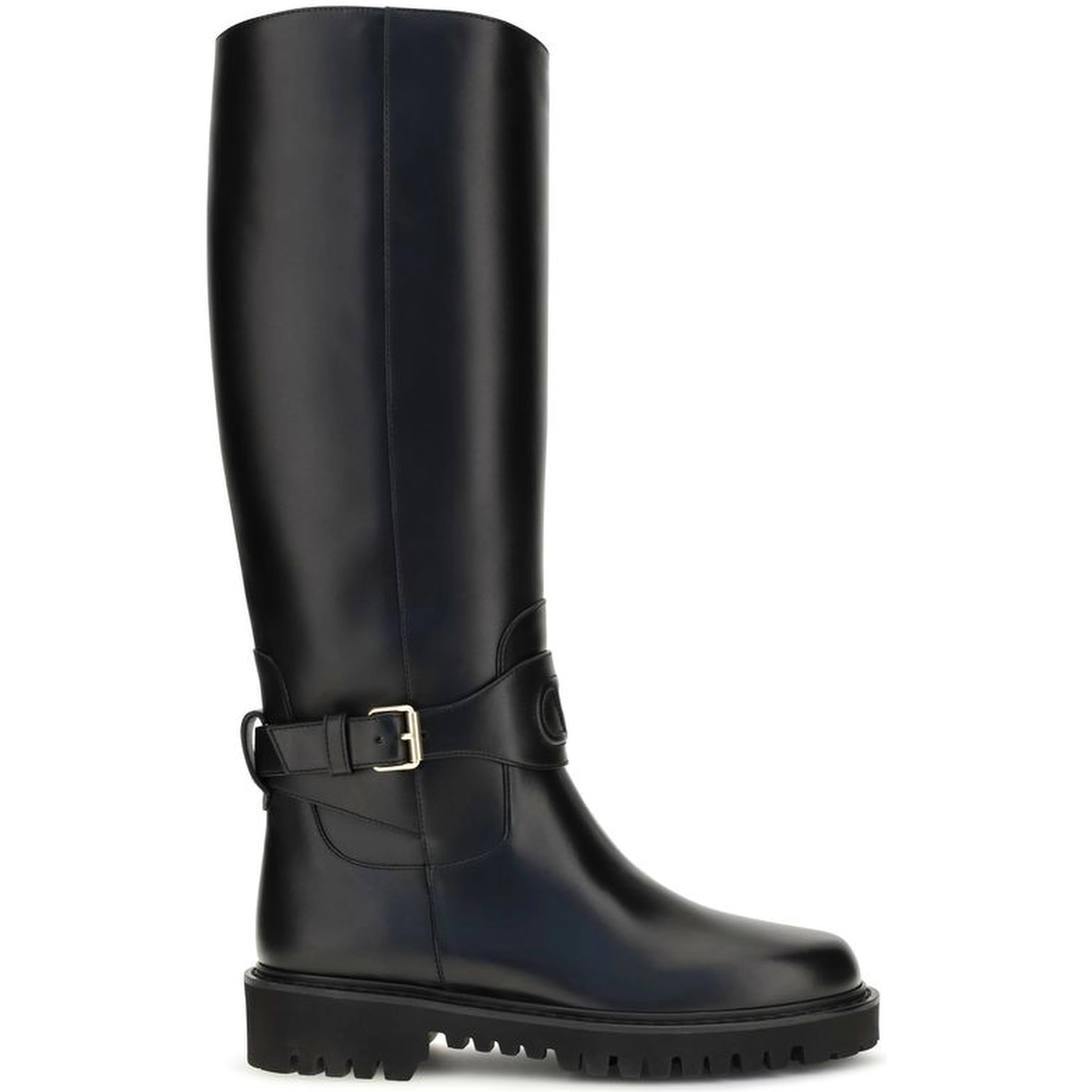 Black Calf Leather Bos Taurus Flat Boots