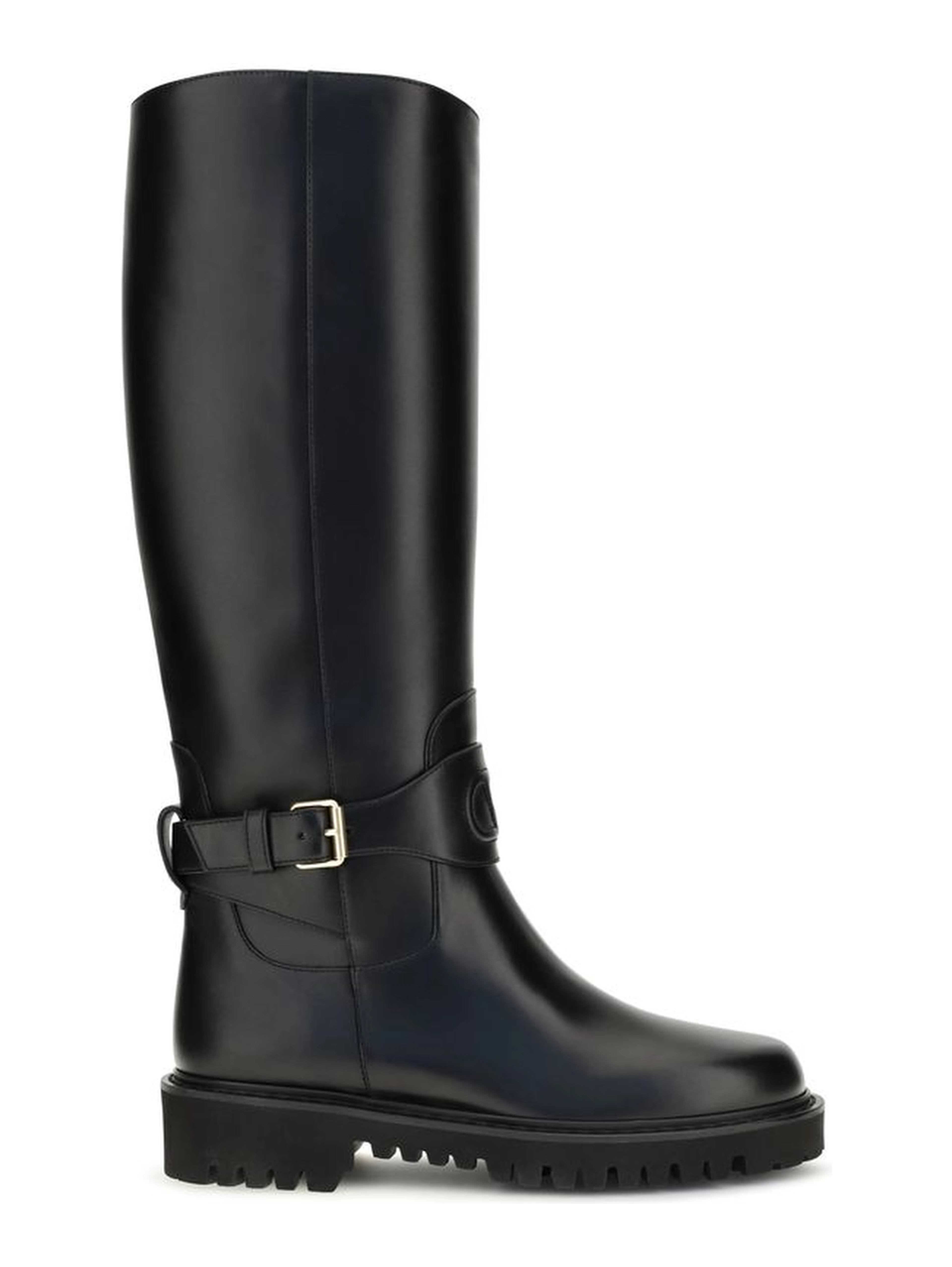 Black Calf Leather Bos Taurus Flat Boots