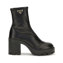 Black Calf Leather Bos Taurus Ankle Boots