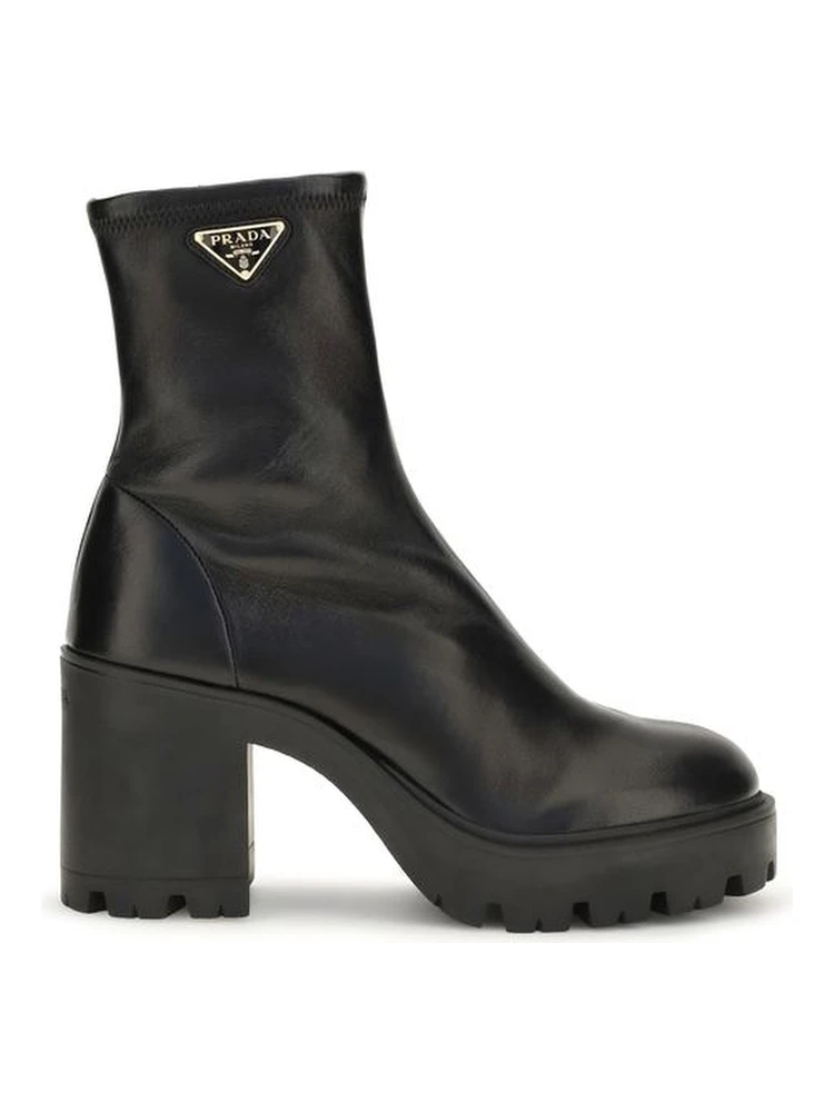 Black Calf Leather Bos Taurus Ankle Boots
