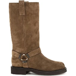 Brown Calf Leather Bos Taurus Flat Boots