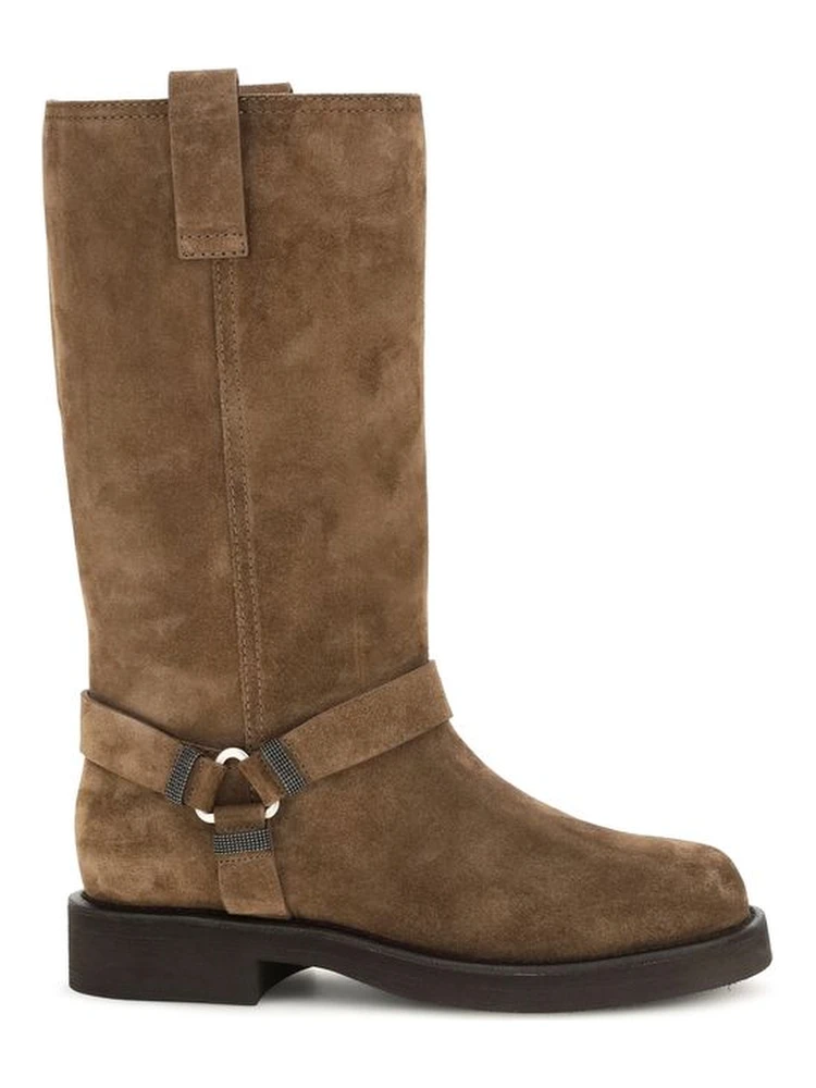 Brown Calf Leather Bos Taurus Flat Boots