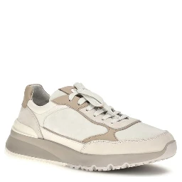 Beige Calf Leather Bos Taurus Athletic Sneakers