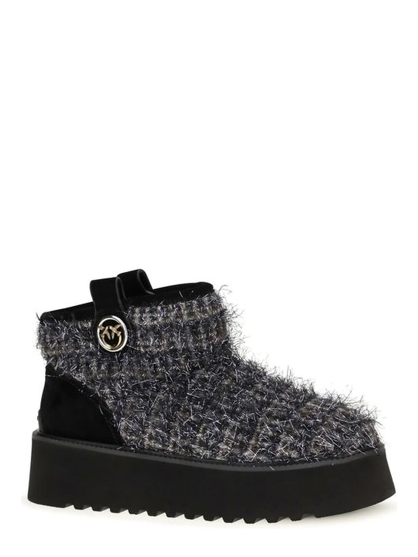 Black Fabric Ankle Boots