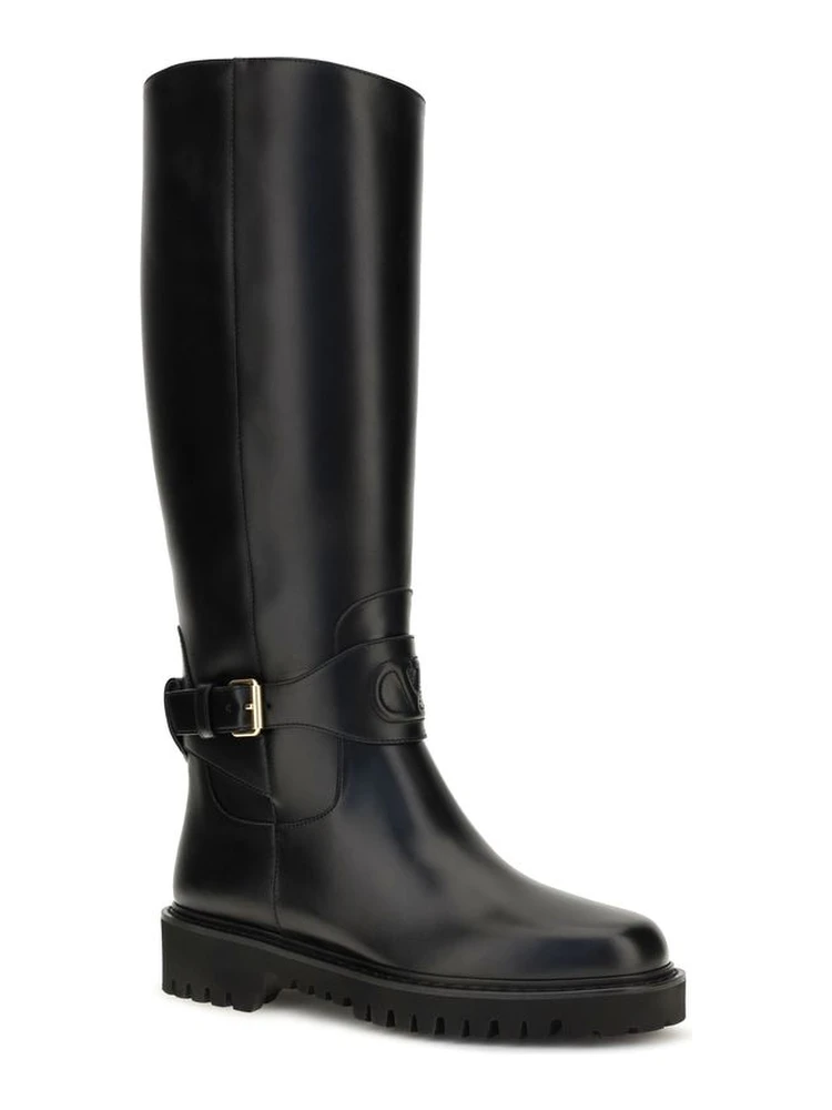 Black Calf Leather Bos Taurus Flat Boots alternative