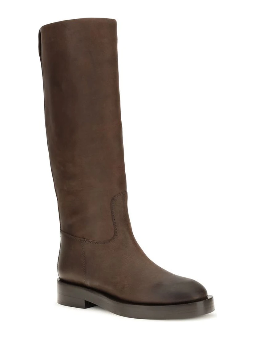 Brown Calf Leather Bos Taurus Ankle Boots