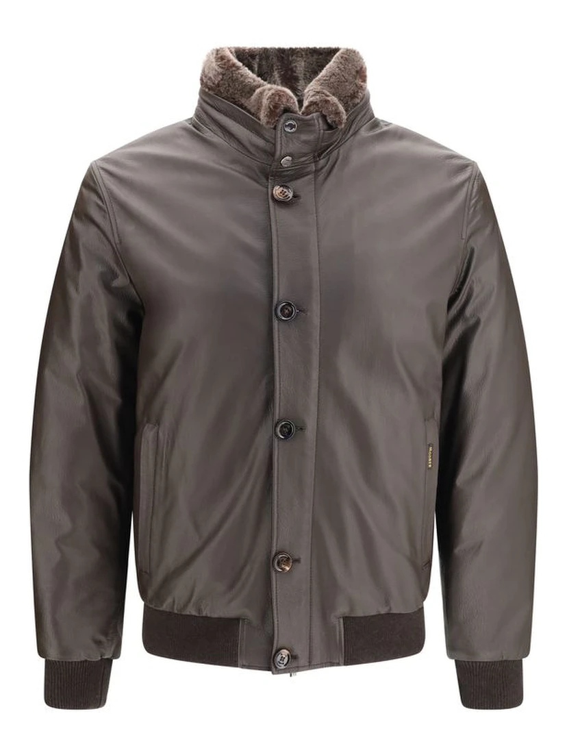 Brown Leather Full-Length Jacket