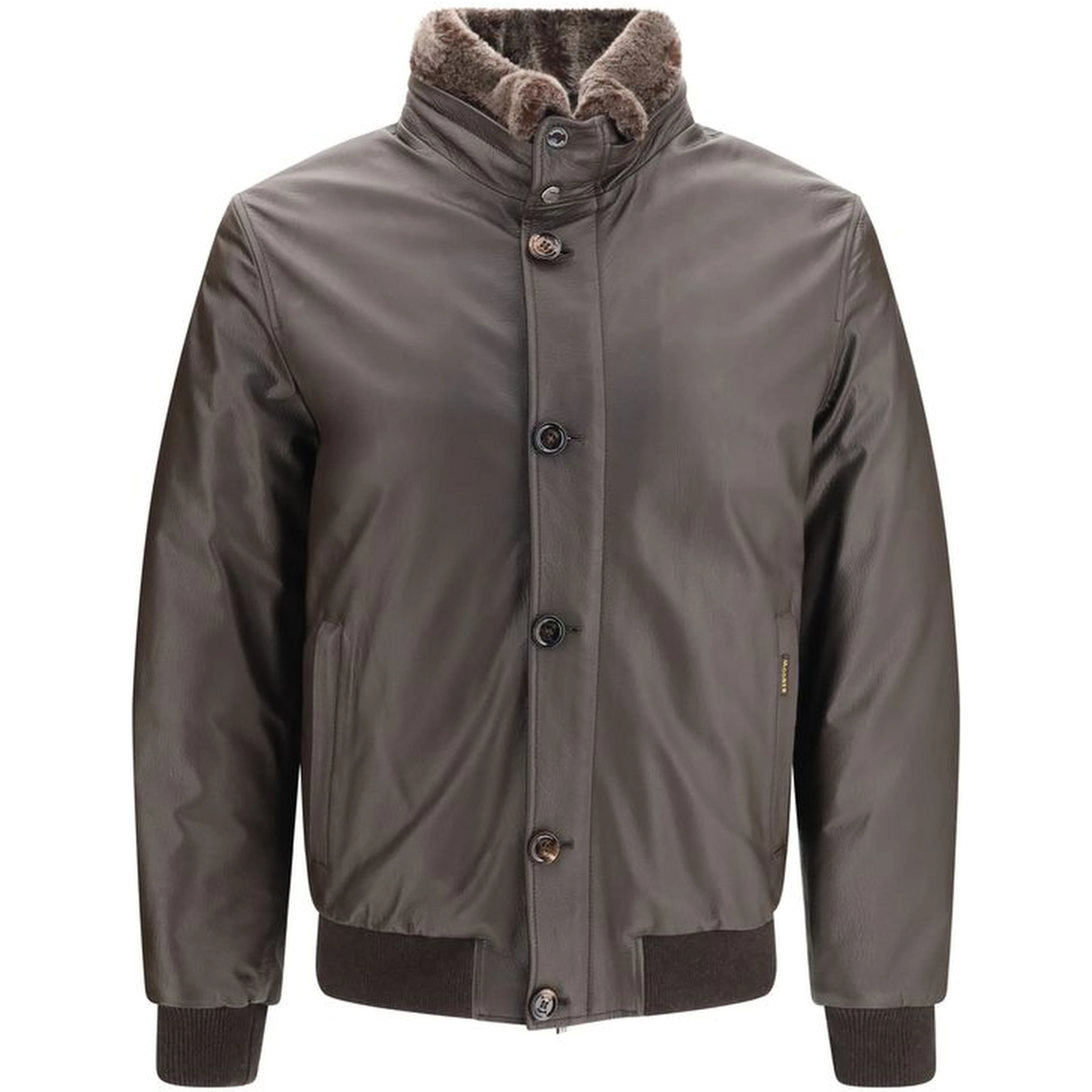 Brown Leather Full-Length Jacket