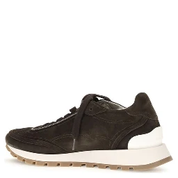 Brown Suede Leather Low Top Sneakers