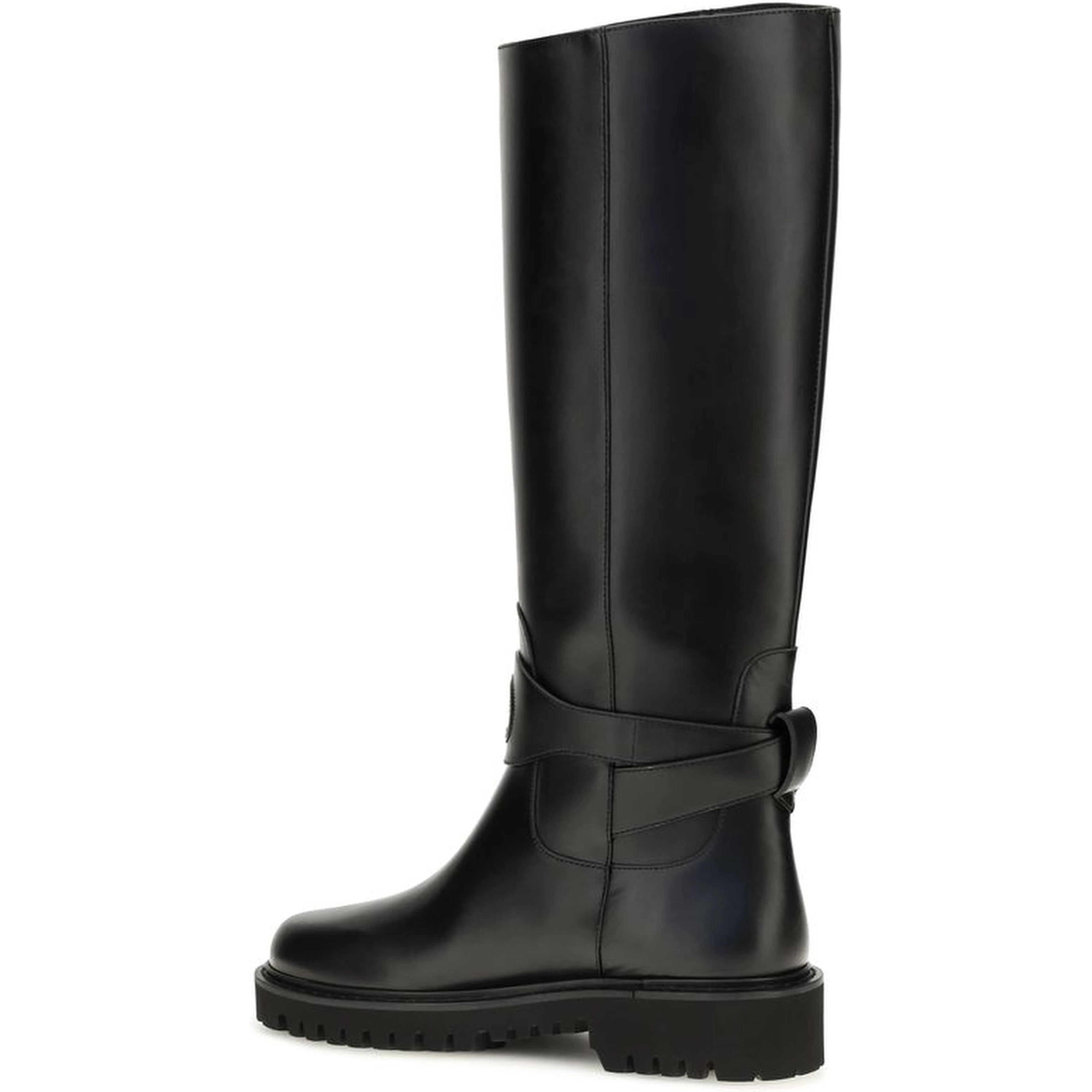 Black Calf Leather Bos Taurus Flat Boots