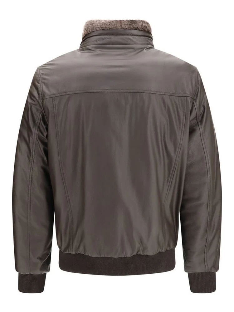 Brown Leather Full-Length Jacket alternative
