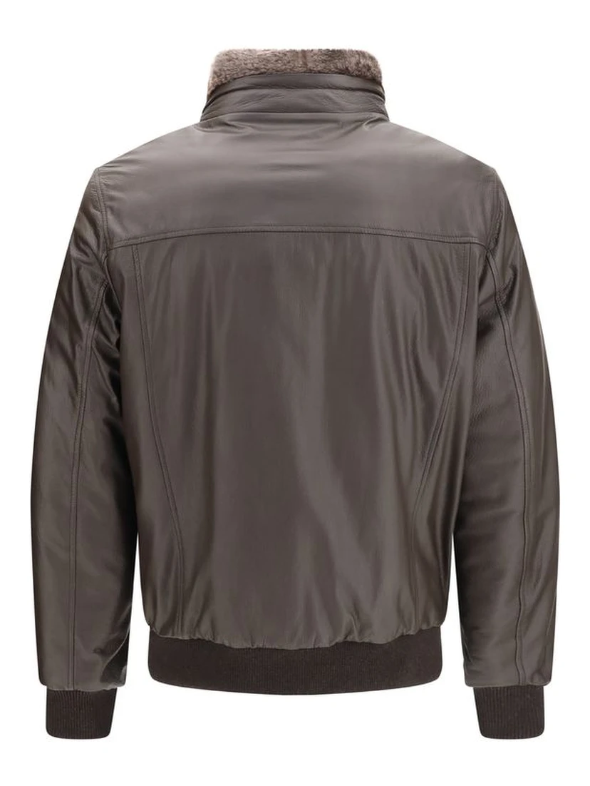 Brown Leather Full-Length Jacket