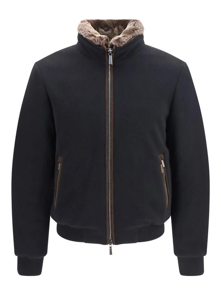 Black Cashmere Bomber