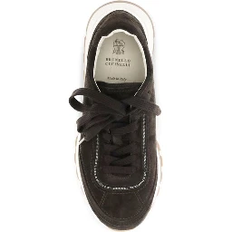 Brown Suede Leather Low Top Sneakers