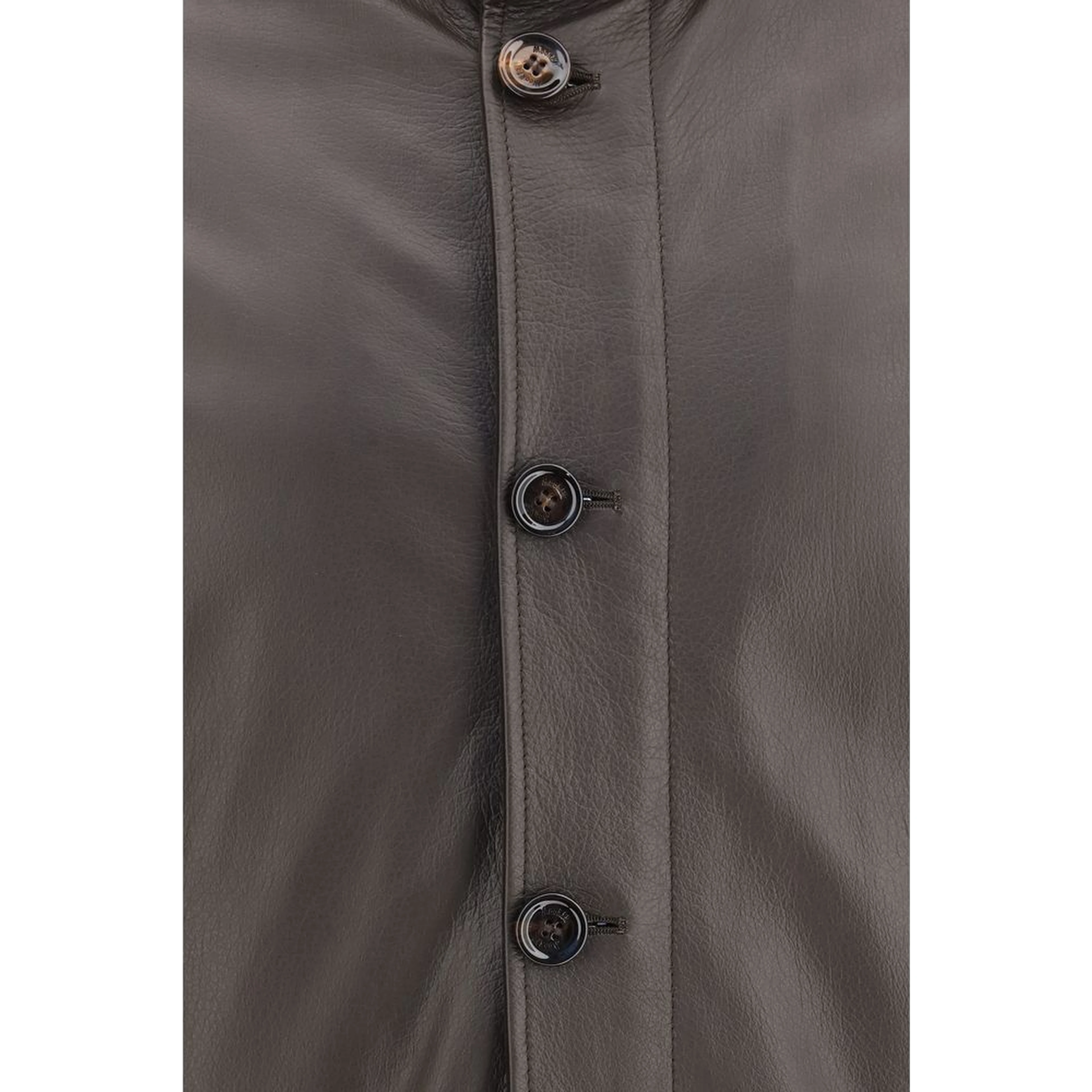 Brown Leather Full-Length Jacket