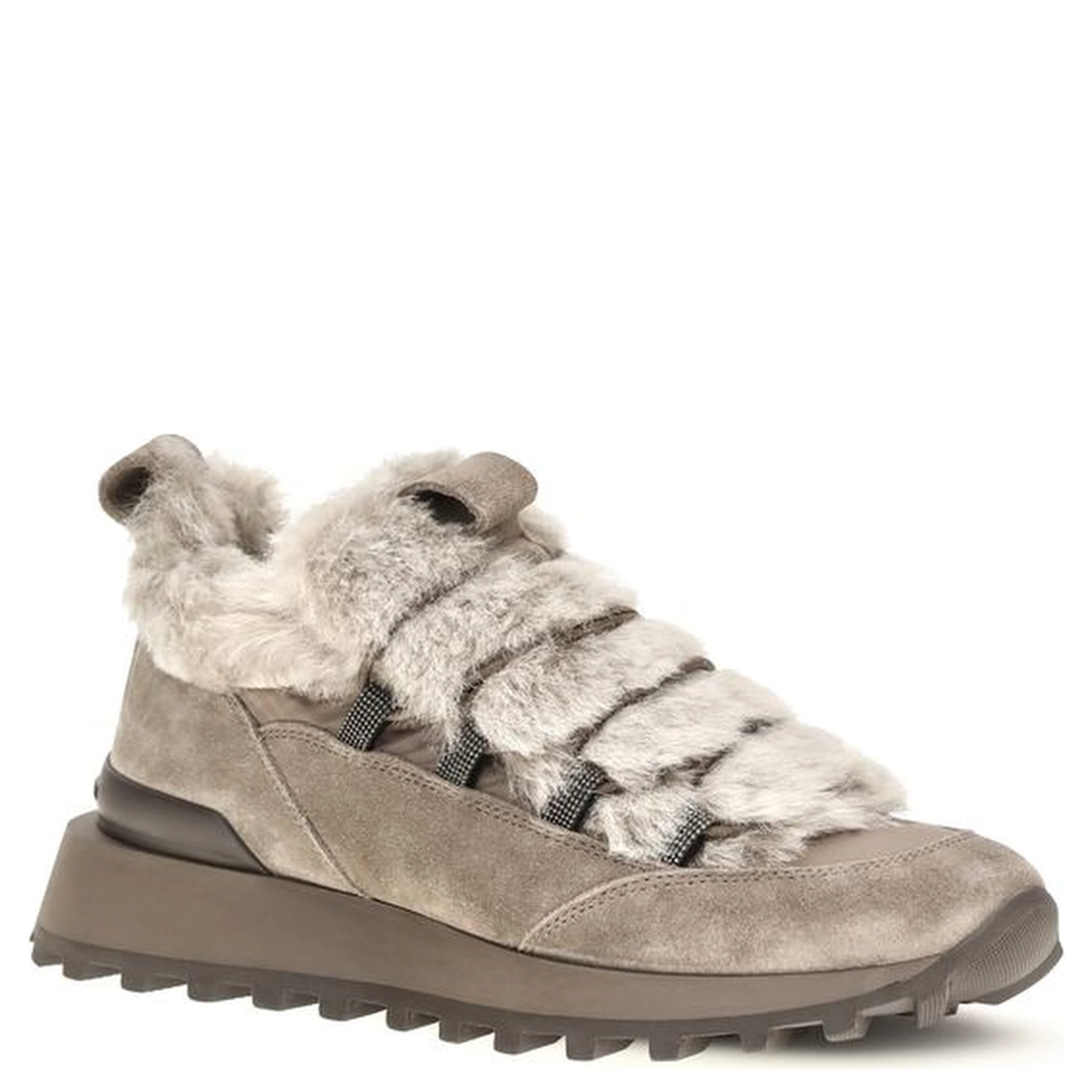 Gray Suede Leather Athletic Sneakers