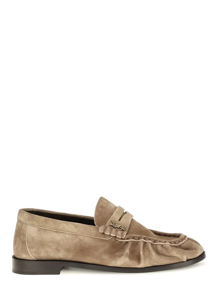 Beige Calf Leather Bos Taurus Slip-On Loafers