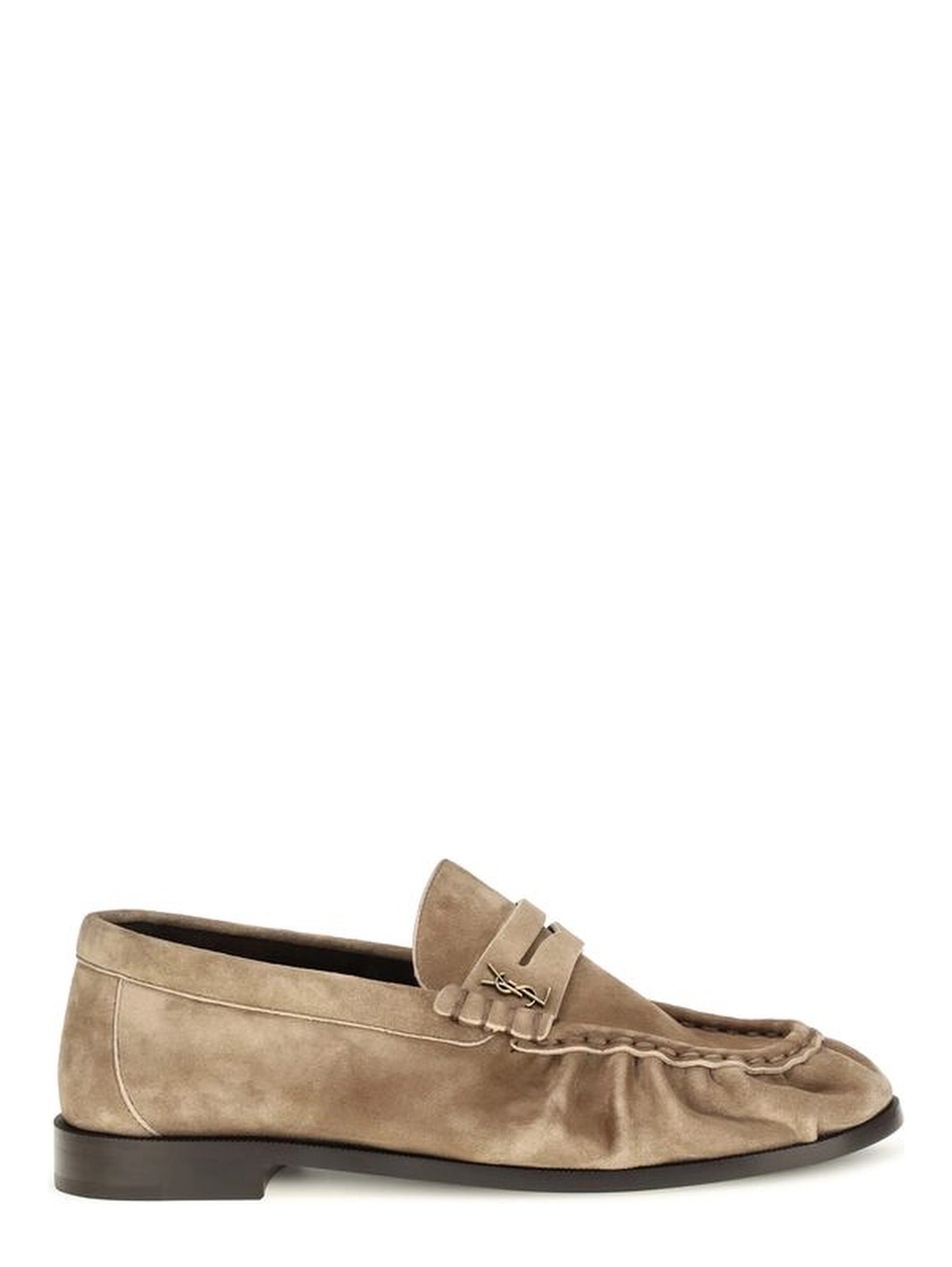Beige Calf Leather Bos Taurus Slip-On Loafers