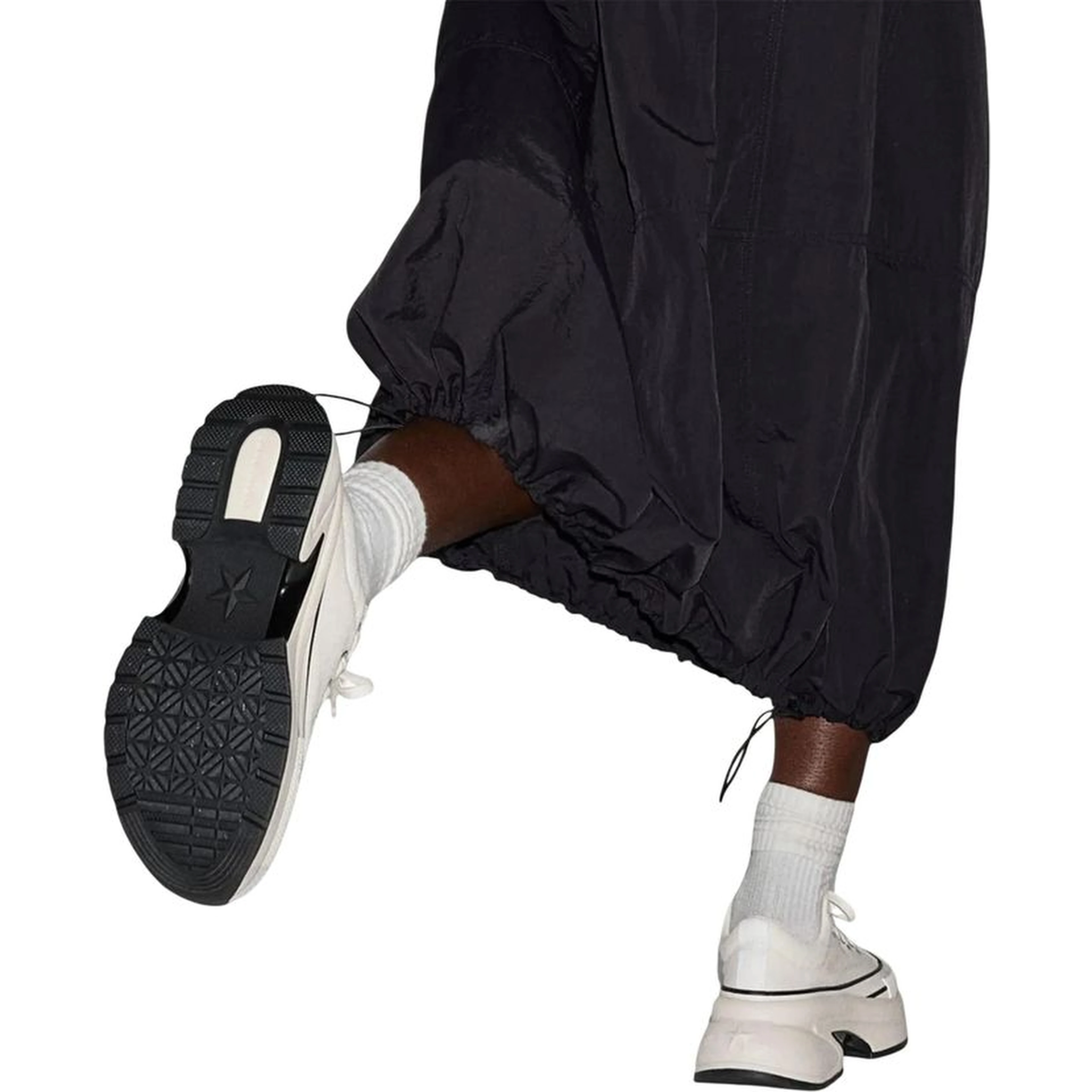 Black And White Textile Chunky Sneakers