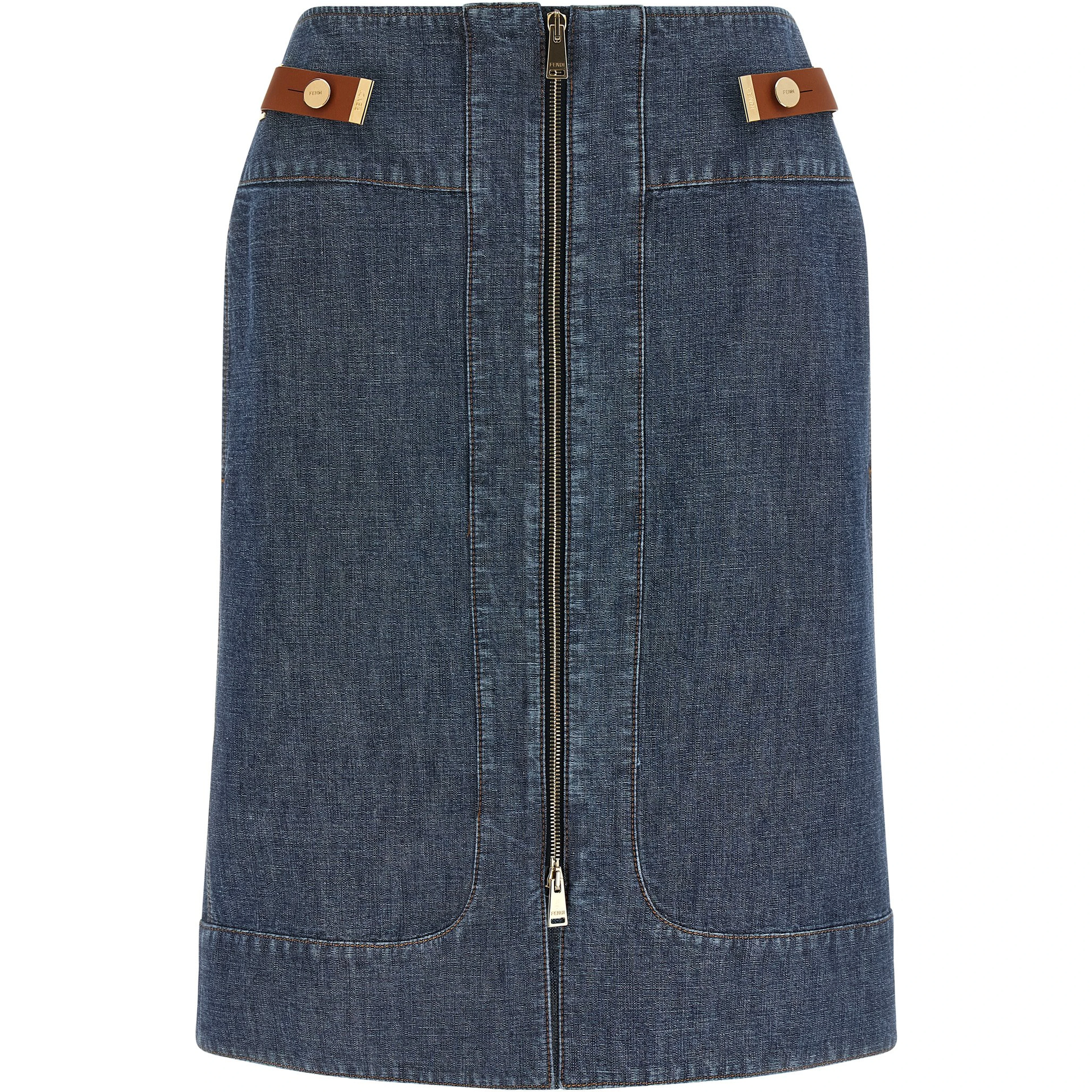 Blue Cotton Midi Skirt