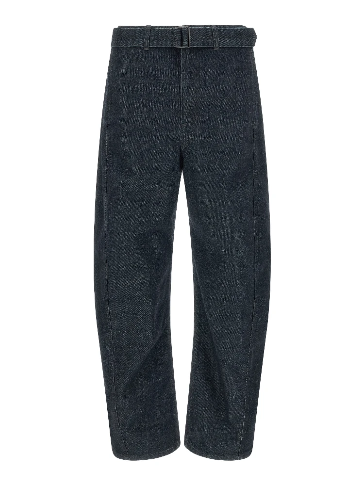 Blue Cotton Tapered Jeans