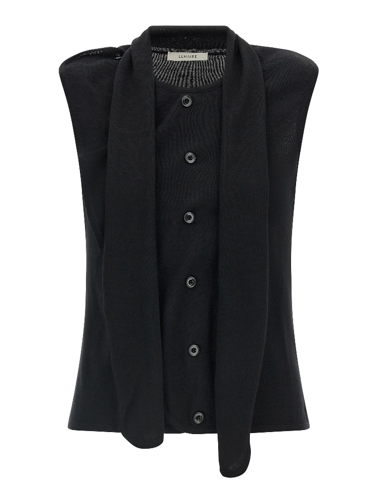 Black Wool Sleeveless Jacket