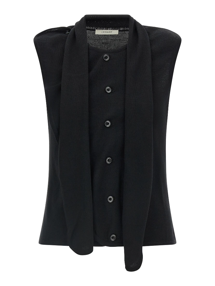 Black Wool Sleeveless Jacket