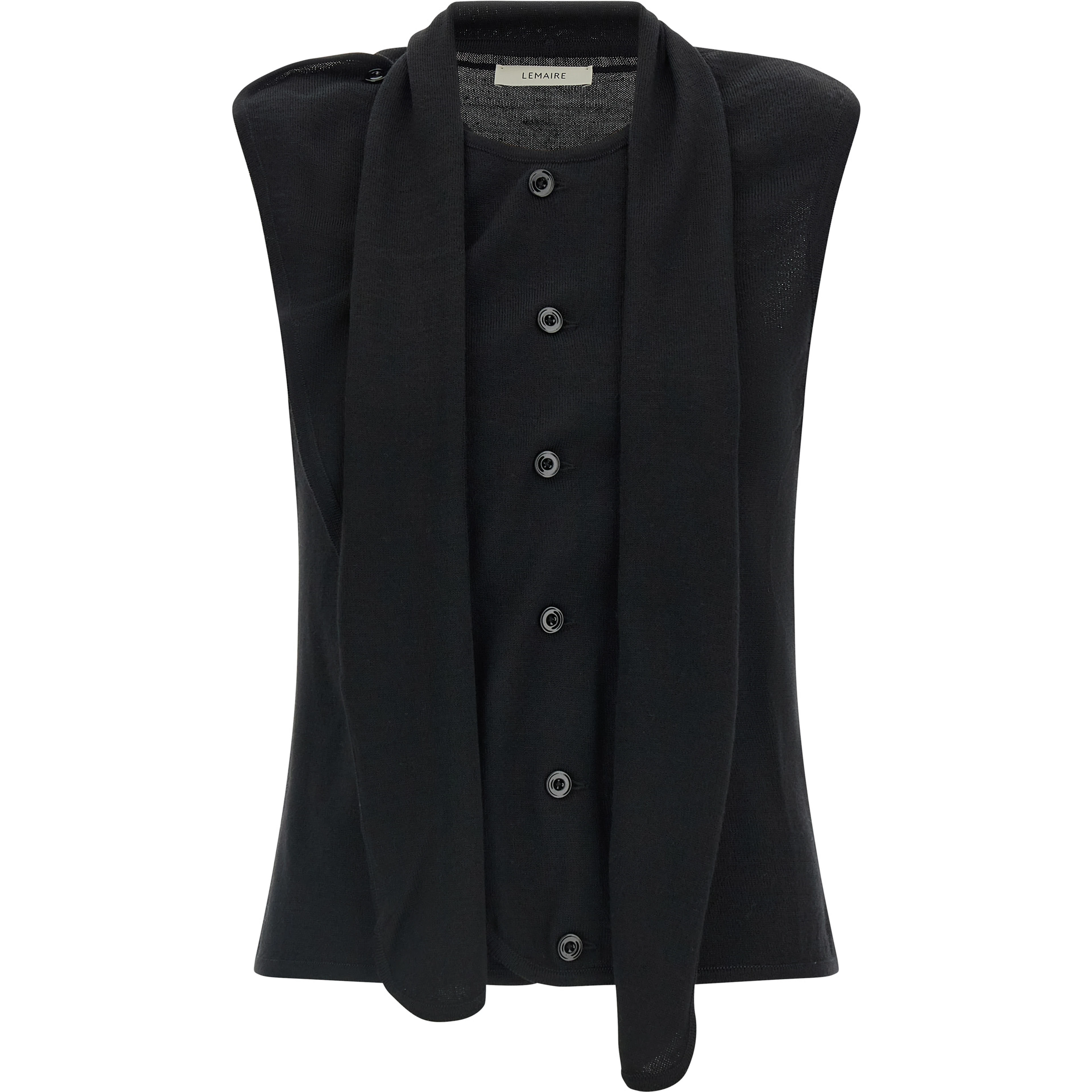 Black Wool Sleeveless Jacket