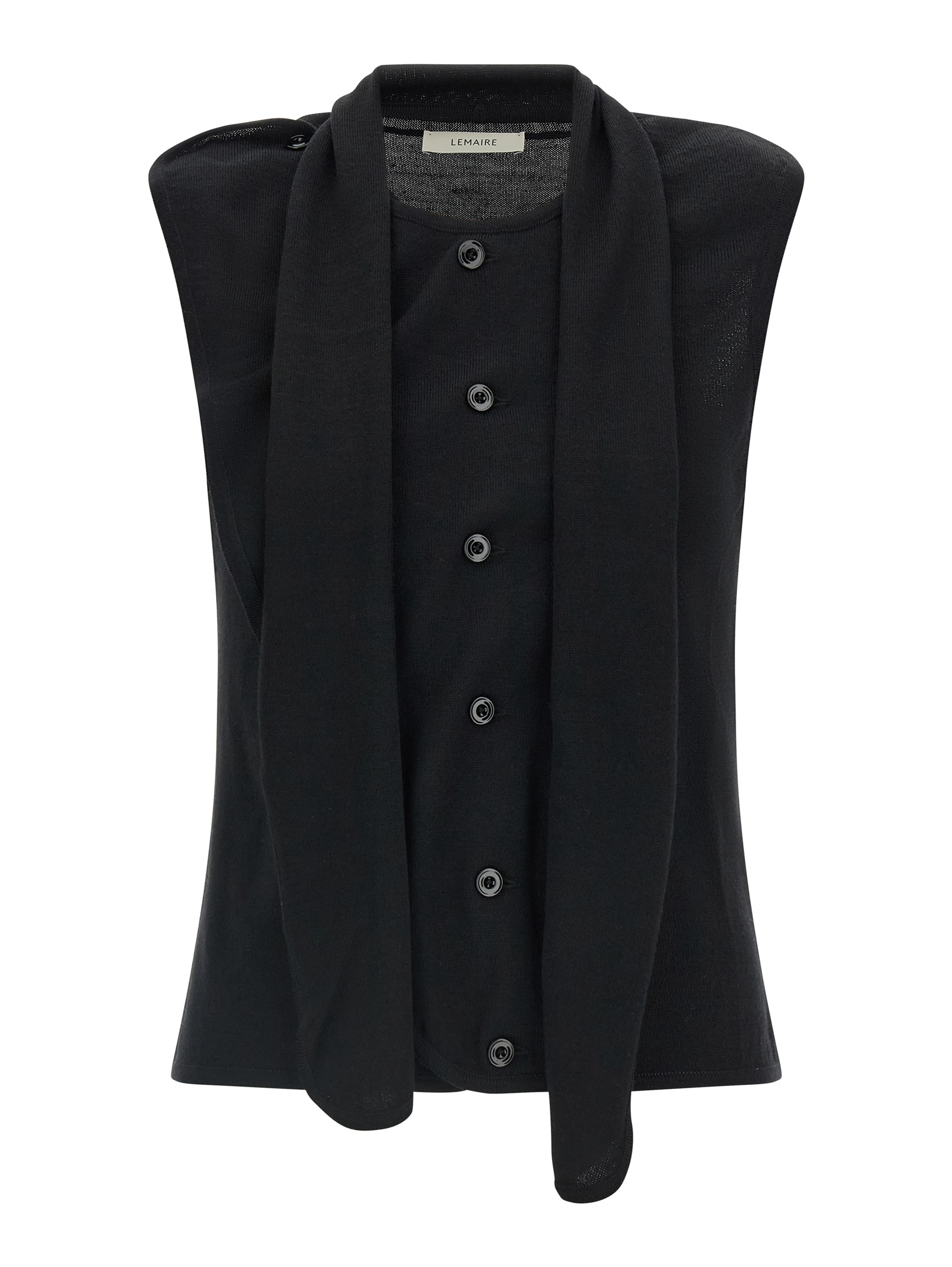 Black Wool Sleeveless Jacket