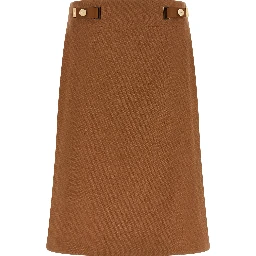 Brown Linen Midi Skirt