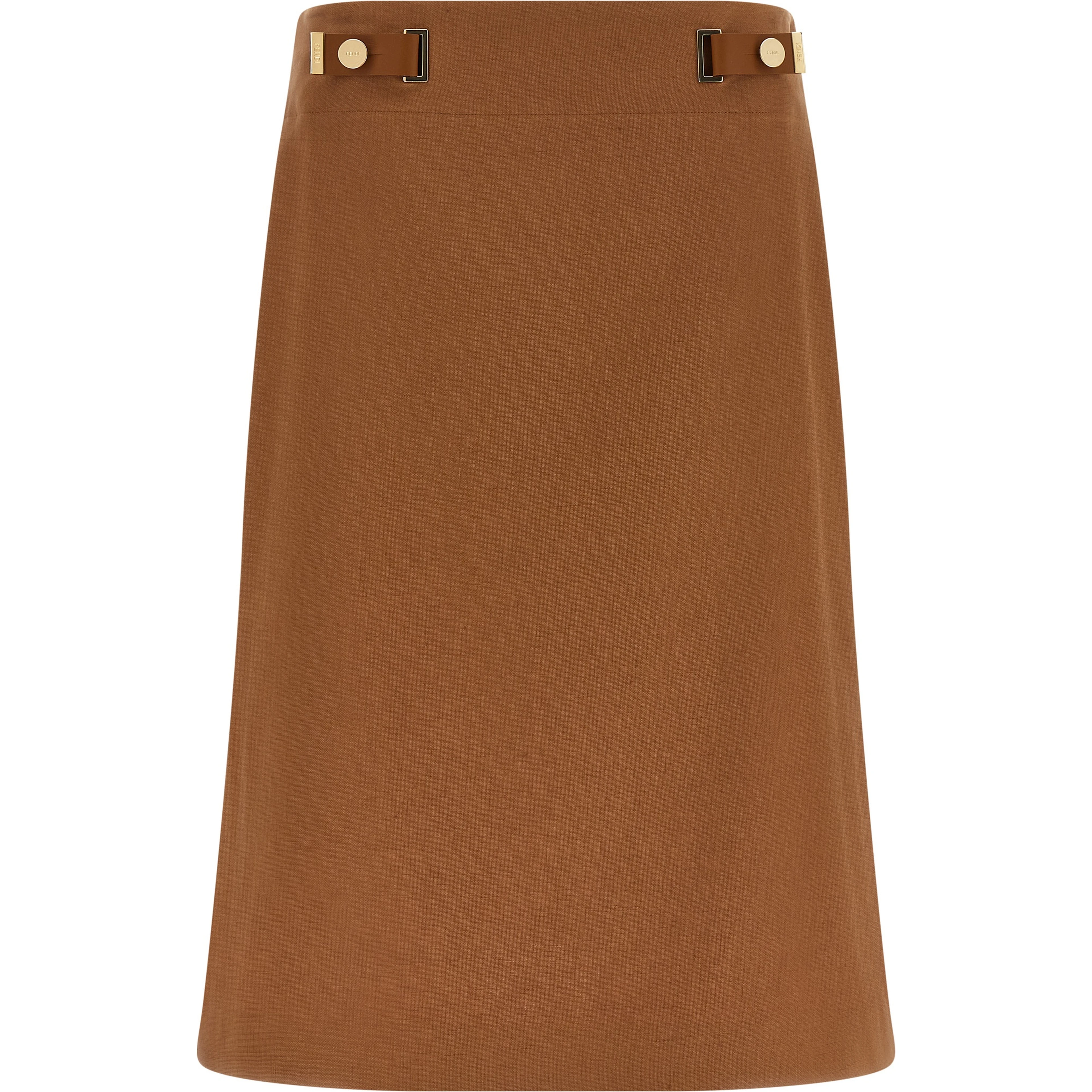 Brown Linen Midi Skirt