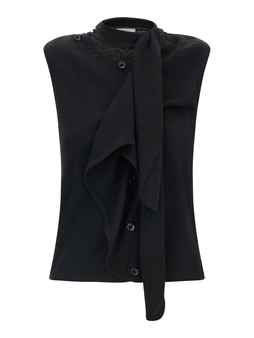 Black Wool Sleeveless Jacket