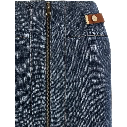 Blue Cotton Midi Skirt