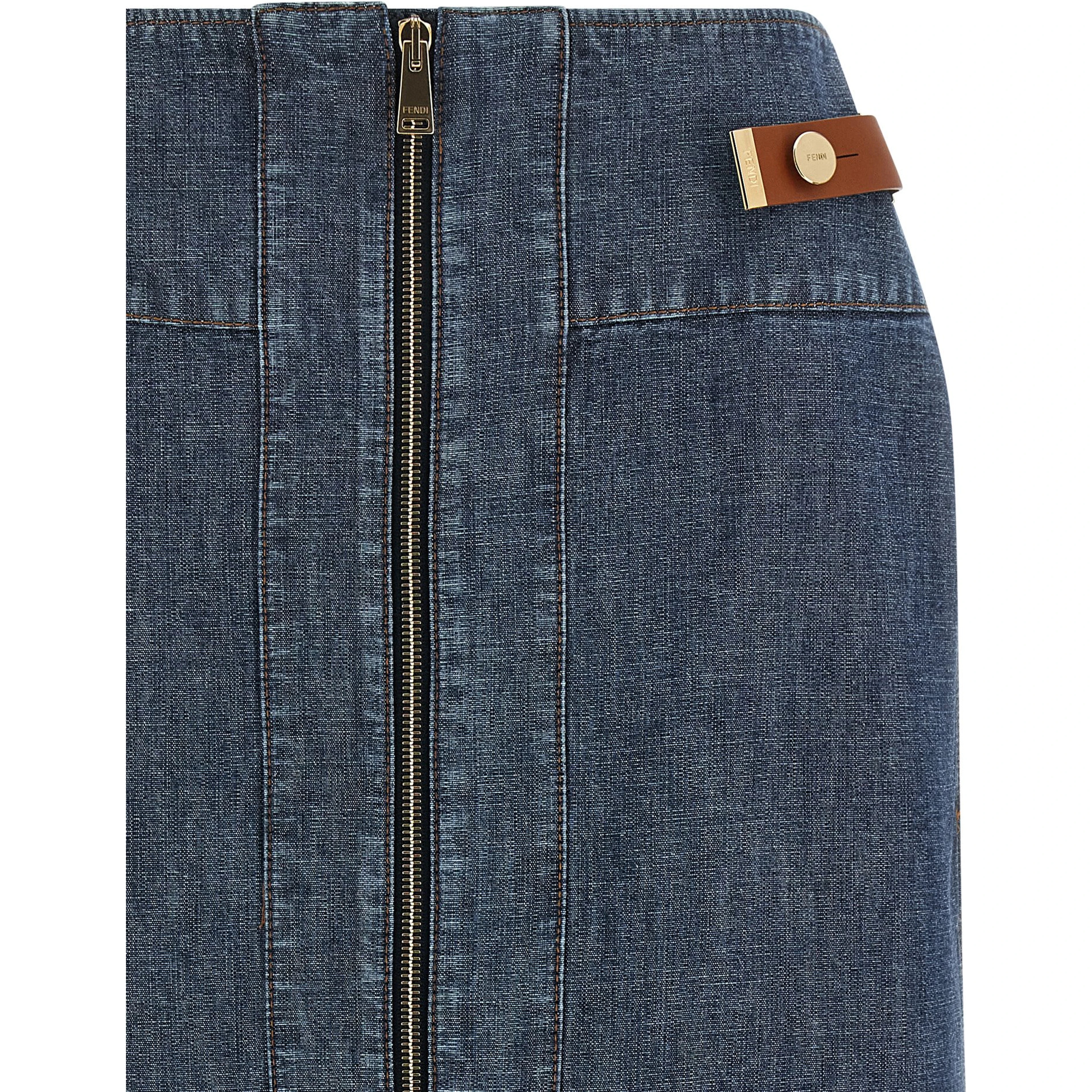 Blue Cotton Midi Skirt