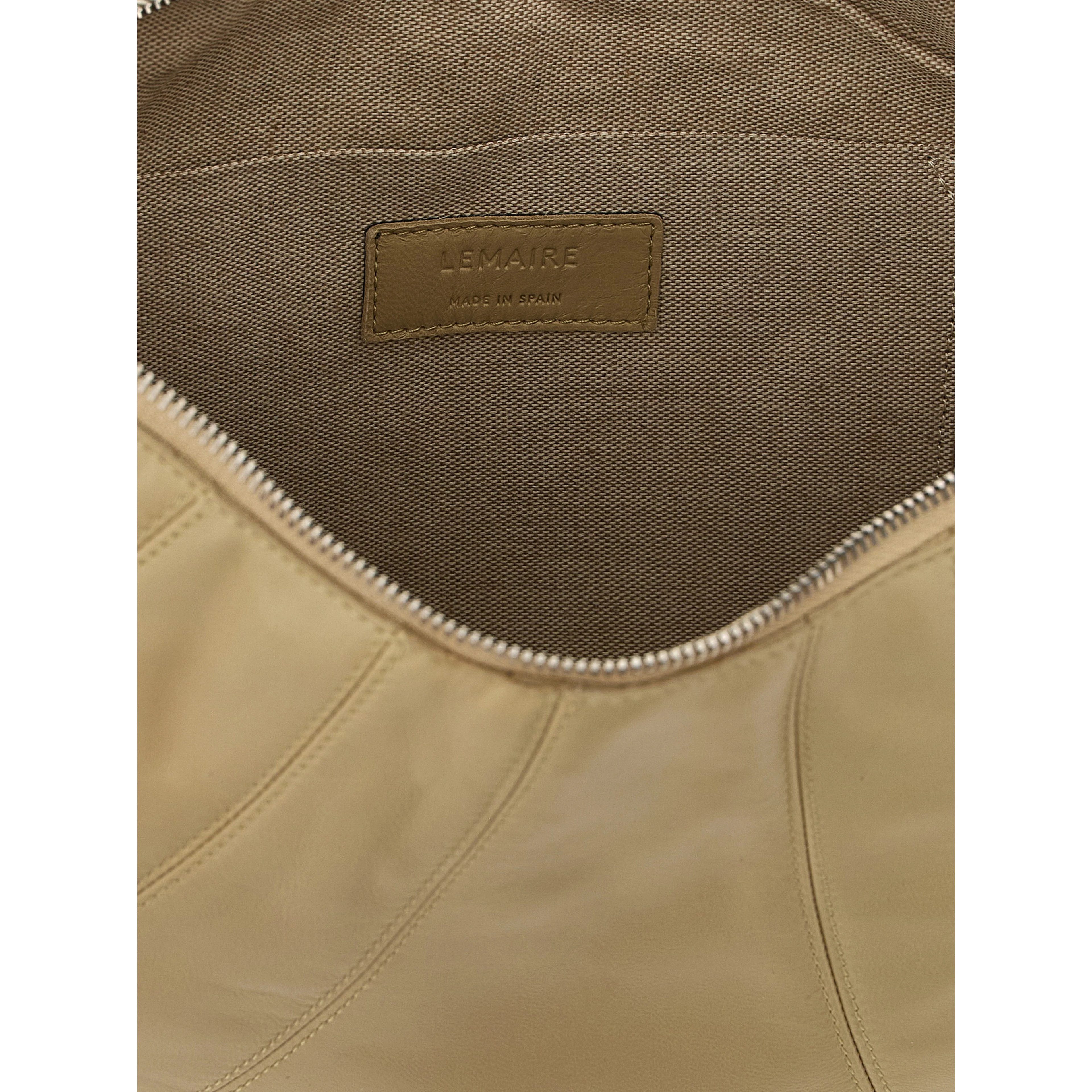 Beige Lamb Leather Shoulder Bag