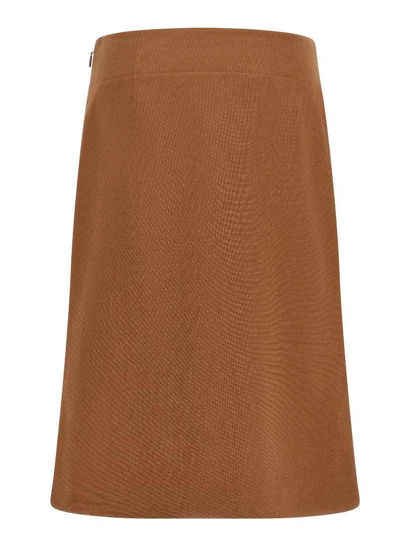 Brown Linen Midi Skirt