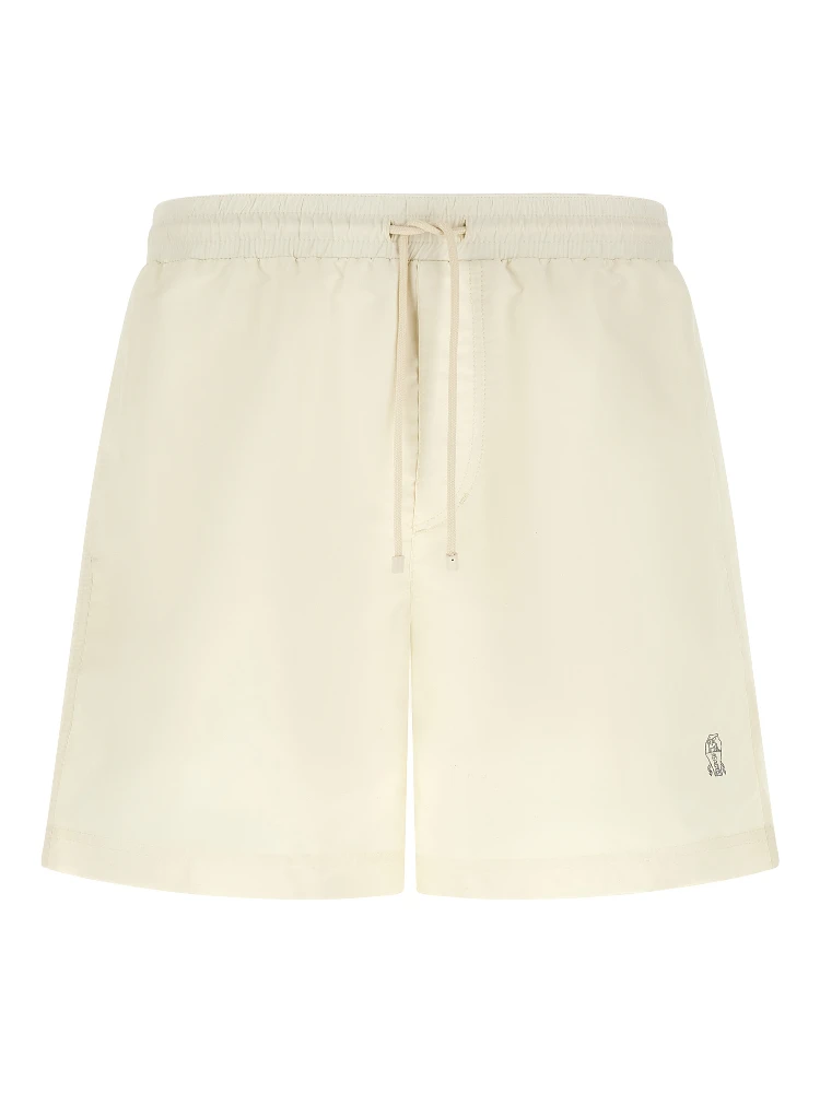 White Polyester Swim Shorts