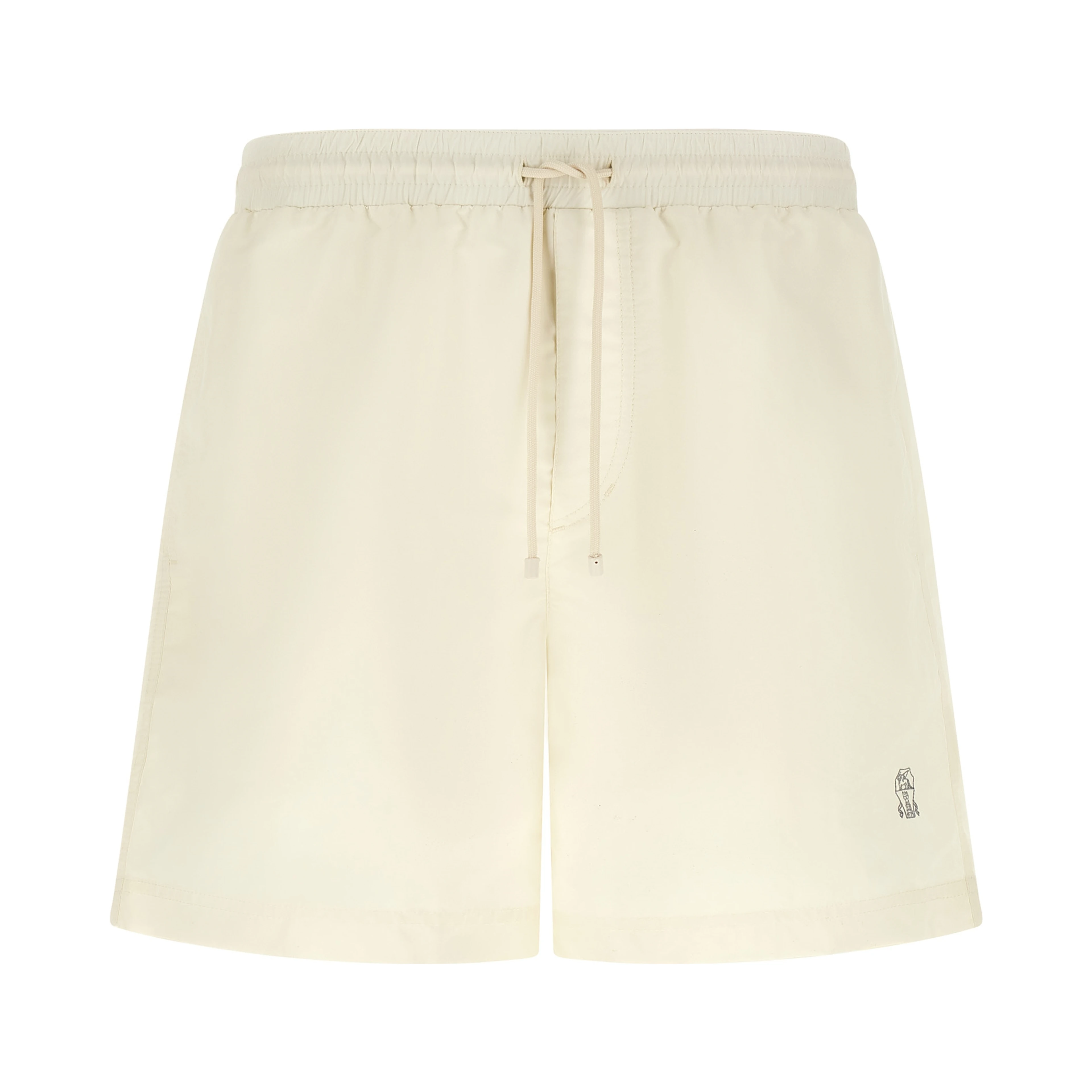 White Polyester Swim Shorts