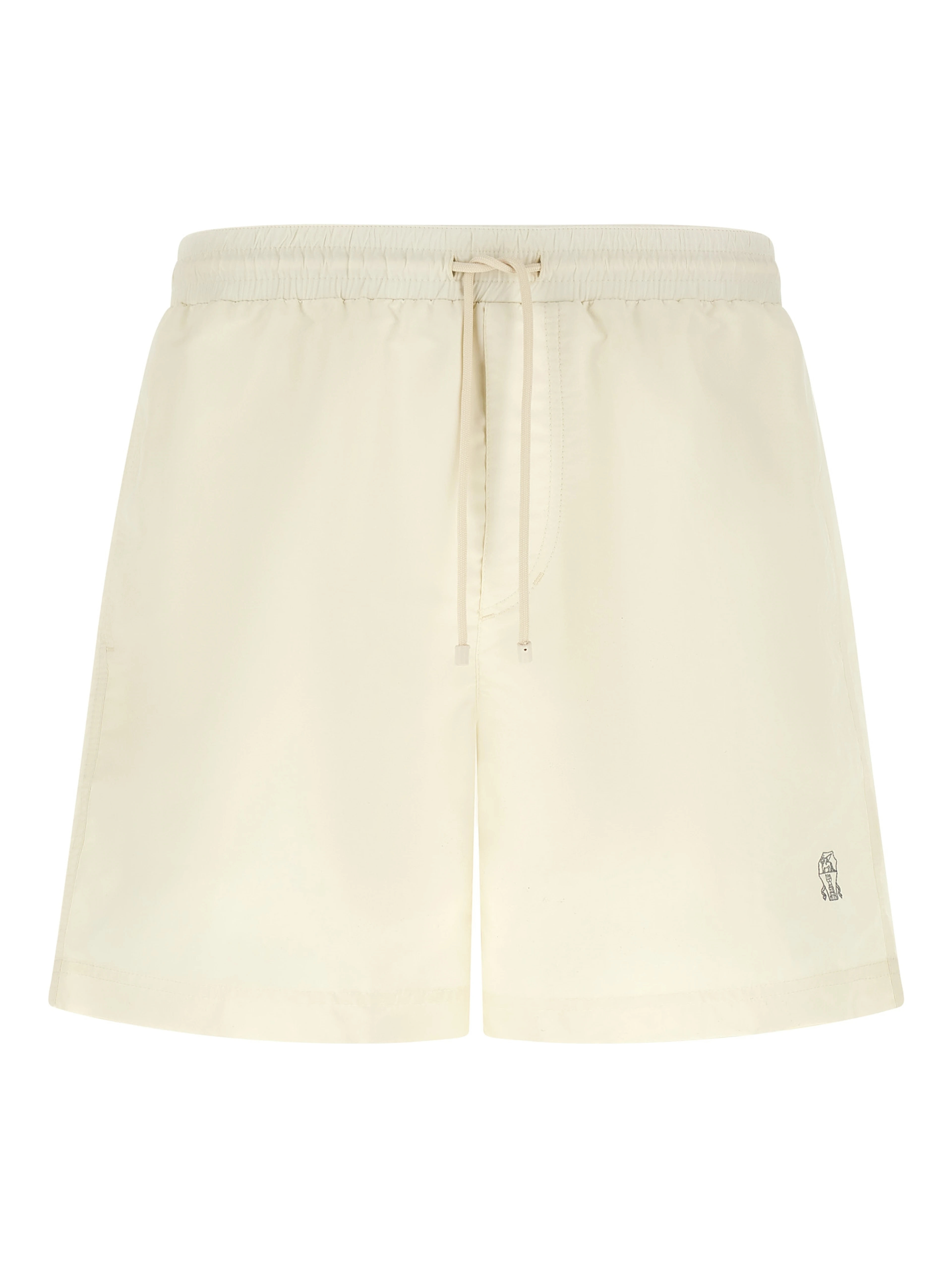 White Polyester Swim Shorts