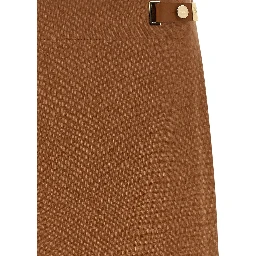 Brown Linen Midi Skirt