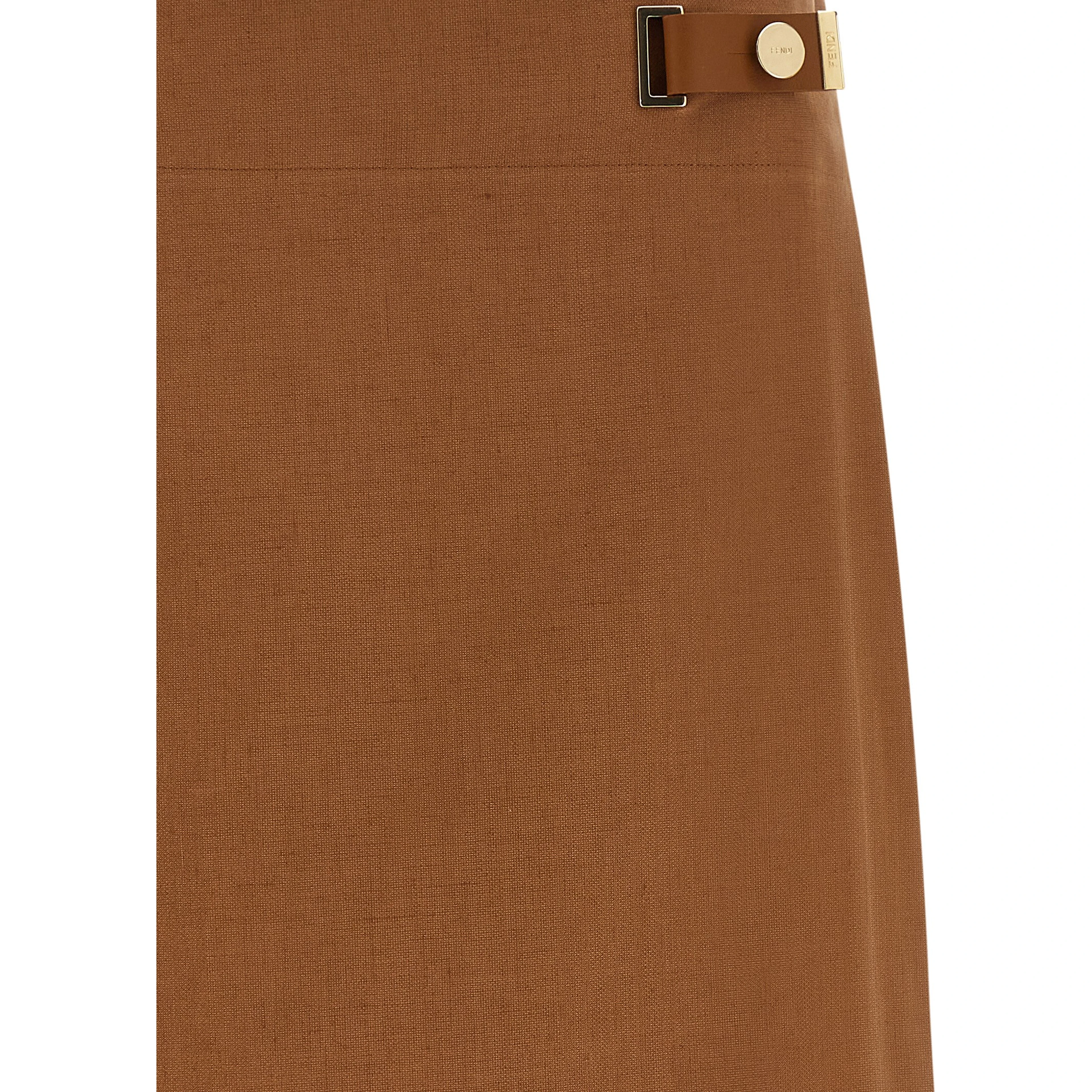 Brown Linen Midi Skirt