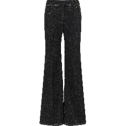 Blue Cotton Flared Jeans