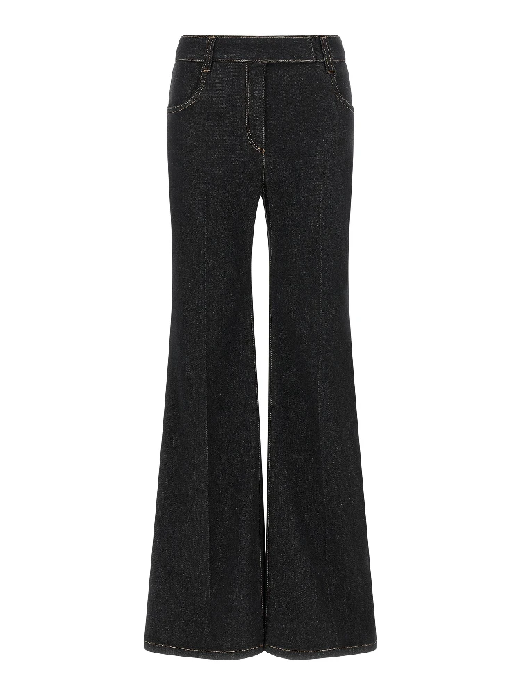 Blue Cotton Flared Jeans